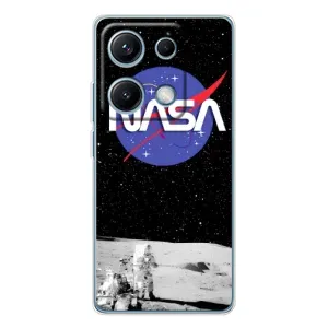 Силиконовый бампер с принтом "Наса" на Xiaomi Redmi Note 14S (Nasa на луне)