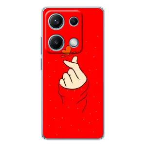 Чехлы (Знак сердечка) на Xiaomi Redmi Note 14S (Сердце на красном)