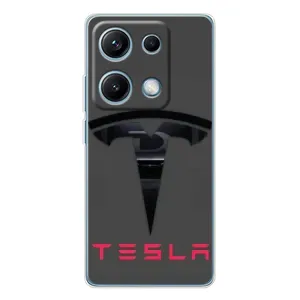 Силіконовий бампер з картинкою машини на Xiaomi Redmi Note 14S (Logo TESLA)