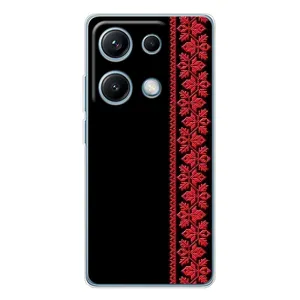 Силиконовый Чехол на Xiaomi Redmi Note 14S с картинкой Вышиванки (Вышиванка на черном)
