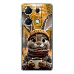 Печатный чехол «Зверята с кофе» для Xiaomi Redmi Note 14S (Зайчик с кофе)