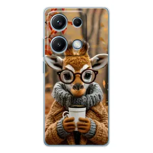 Печатный чехол «Зверята с кофе» для Xiaomi Redmi Note 14S (Жираф с кофе)