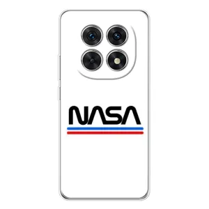 Силиконовый бампер с принтом "Наса" на Xiaomi Redmi Note 15 5G (NASA на белом фоне)