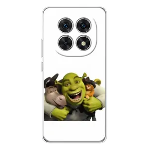 Печатный чехол с принтом Шрек для Xiaomi Redmi Note 15 5G (Шрек осел и кот)