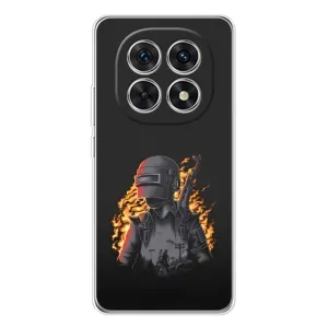 Силиконовый чехол с картинкой "Герой Pubg" на Xiaomi Redmi Note 15 5G (В огне)
