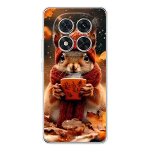 Печатный чехол «Зверята с кофе» для Xiaomi Redmi Note 15 Pro 5G (Белка с кофе)