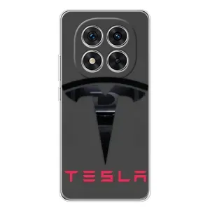 Силиконовый бампер с картинкой машины на Xiaomi Redmi Note 15 Pro Plus (Logo TESLA)