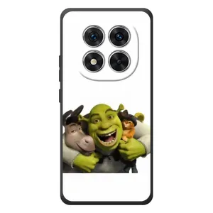 Печатный чехол с принтом Шрек для Xiaomi Redmi Note 15 Pro (Шрек осел и кот)