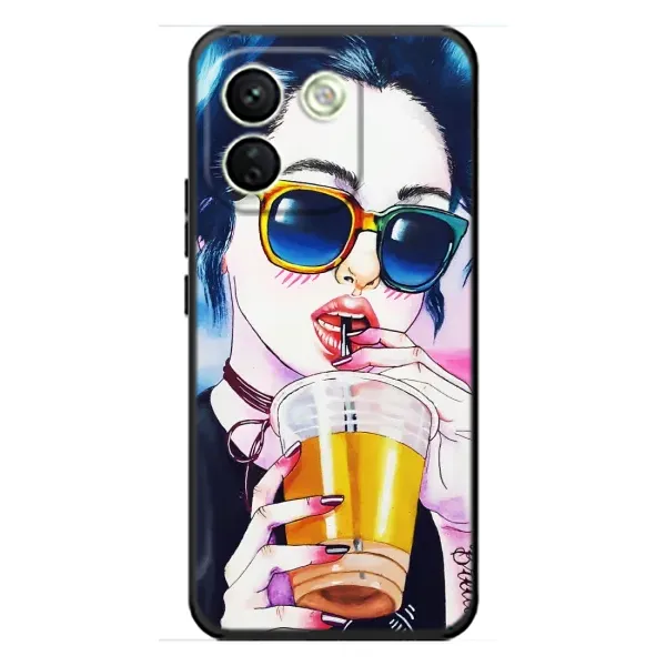 Чехол с рисунком «Девушка с коктейлем» для Xiaomi Redmi Note 17 Pro Max