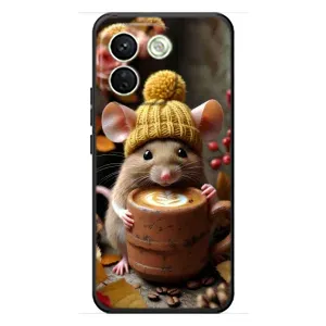 Печатный чехол «Зверята с кофе» для Xiaomi Redmi Note 17 Pro Max (Мышка с кофе)