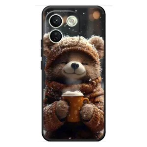 Печатный чехол «Зверята с кофе» для Xiaomi Redmi Note 17 Pro Max (Медвежонок с кофе)
