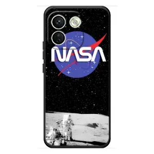 Силиконовый бампер с принтом "Наса" на Xiaomi Redmi Note 17 Pro Max (Nasa на луне)