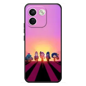 Силиконовый Чехол на Xiaomi Redmi Note 17 Pro Max с картинкой Brawl Stars (Персонажи в закате)