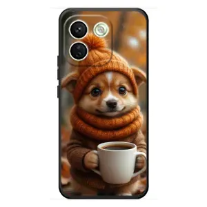 Печатный чехол «Зверята с кофе» для Xiaomi Redmi Note 17 Pro Max (Собачка с кофе)
