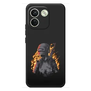 Силиконовый чехол с картинкой "Герой Pubg" на Xiaomi Redmi Note 17 Pro Max (В огне)