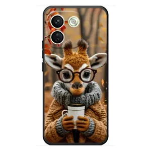 Печатный чехол «Зверята с кофе» для Xiaomi Redmi Note 17 Pro Max (Жираф с кофе)