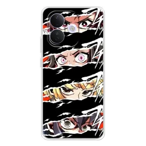 Силиконовые чехлы с глазами Anime для Сяоми Редми Ноте 17 Про (Глаза на чорном)