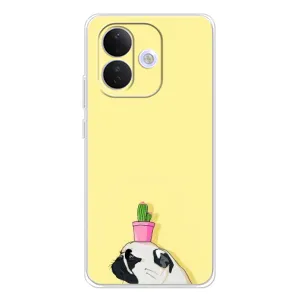 Бампер для Xiaomi Redmi Note 17 Pro с картинкой "Песики" (Кактус на голове)