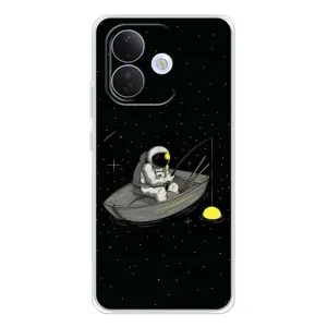 Силіконовый Чохол з принтом "Космонавти" на Xiaomi Redmi Note 17 Pro (Космонавт на рибалці)
