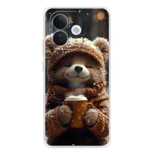 Печатный чехол «Зверята с кофе» для Xiaomi Redmi Note 17 Pro (Медвежонок с кофе)