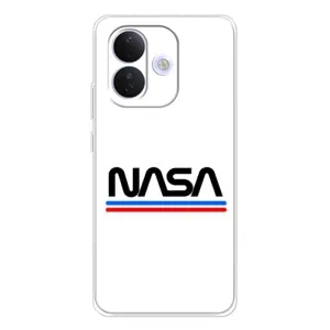 Силиконовый бампер с принтом "Наса" на Xiaomi Redmi Note 17 Pro (NASA на белом фоне)