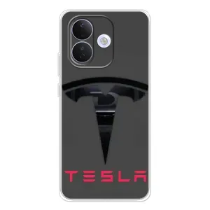 Силиконовый бампер с картинкой машины на Xiaomi Redmi Note 17 Pro (Logo TESLA)