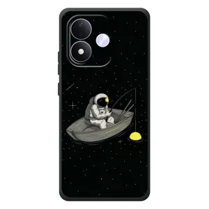 Силиконовый Чехол с принтом "Космонавты" на Xiaomi Redmi Note 17 (Космонавт на рыбалке)