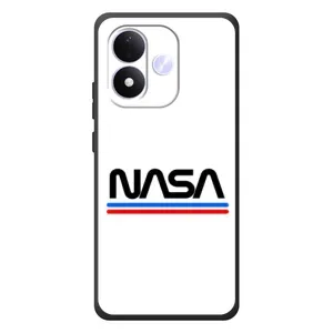 Силиконовый бампер с принтом "Наса" на Xiaomi Redmi Note 17 (NASA на белом фоне)
