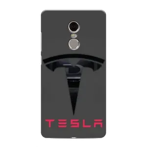 Силиконовый бампер с картинкой машины на Xiaomi Redmi Note 4 (Logo TESLA)