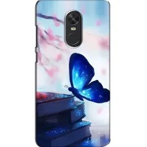 Силиконовый бампер с картинкой животных для Xiaomi Redmi Note 4X (Бабочка синяя)