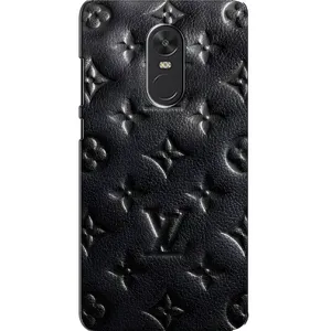 Текстурный Чехол Louis Vuitton для Редми нот 4х (Черный ЛВ)