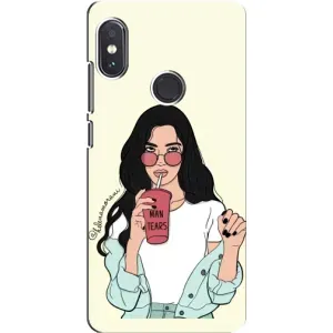 Силиконовый Чехол на Xiaomi Redmi Note 5 с картинкой Стильных Девушек (С напитком)