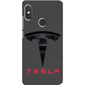 Силиконовый бампер с картинкой машины на Xiaomi Redmi Note 5 (Logo TESLA)