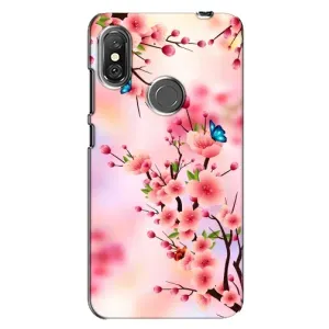 Чехол с принтом САКУРЫ на Xiaomi Redmi Note 6 Pro (Бабочки на сакуре)