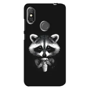 Силиконовый Чехол с Енотами на Xiaomi Redmi Note 6 Pro (С кофем)