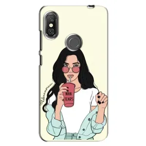 Силиконовый Чехол на Xiaomi Redmi Note 6 Pro с картинкой Стильных Девушек (С напитком)