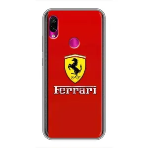 Силиконовый бампер с картинкой машины на Xiaomi Redmi Note 7 Pro (Ferrari Logo)