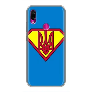 Чохол з картинкою (Патріотичний ГЕРБ) на Xiaomi Redmi Note 7 Pro (Герб - супер герой)