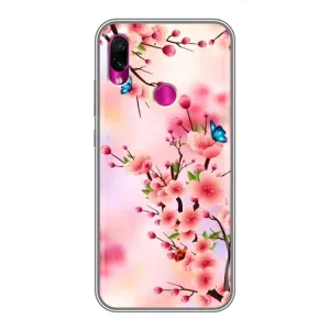 Чехол с принтом САКУРЫ на Xiaomi Redmi Note 7 (Бабочки на сакуре)