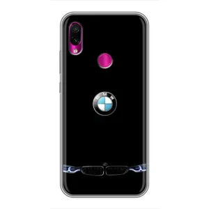 Силиконовый бампер с картинкой машины на Xiaomi Redmi Note 7 (Черный BMW)