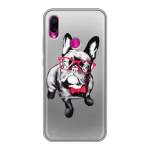 Чехол (ТПУ) Милые собачки для Xiaomi Redmi Note 7 (Бульдог в очках)