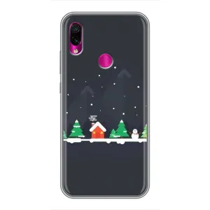 Силиконовый бампер на рождество для Xiaomi Redmi Note 7 (Город зимний)
