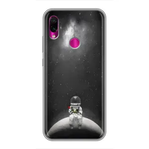 Силиконовый Чехол с принтом "Космонавты" на Xiaomi Redmi Note 7 (Космонавт романтик)