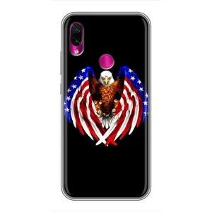 Чехол Флаг USA для Xiaomi Redmi Note 7 (Крылья США)
