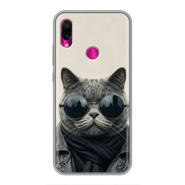 Чехол с рисунком «Модный кот» для Xiaomi Redmi Note 7 Чехол с рисунком «Модный кот» для Xiaomi Redmi Note 7