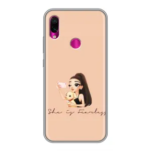 Силиконовый Чехол на Xiaomi Redmi Note 7 с картинкой Стильных Девушек (С собакой)
