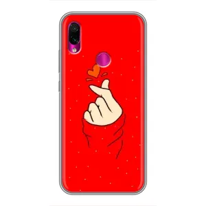 Чехлы (Знак сердечка) на Xiaomi Redmi Note 7 (Сердце на красном)