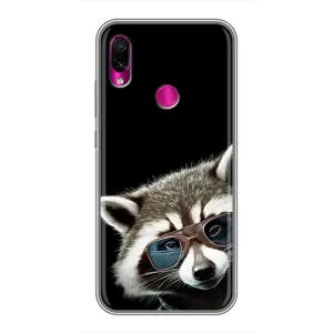 Силиконовый Чехол с Енотами на Xiaomi Redmi Note 7 (Стильный Енот)