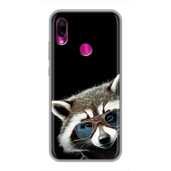 Чехол с рисунком «Стильный Енот» для Xiaomi Redmi Note 7 Чехол с рисунком «Стильный Енот» для Xiaomi Redmi Note 7