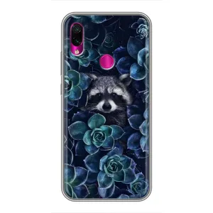 Силиконовый Чехол с Енотами на Xiaomi Redmi Note 7 (В цветах)